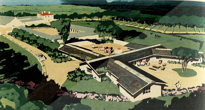 Proposed Tremaine-Alexander ranch house by Cliff May (1960) Photo: courtesy Cliff May papers, Architecture and Design Collection. Art, Design & Architecture Museum, Authors On Architecture: Welter on Tremaine Houses