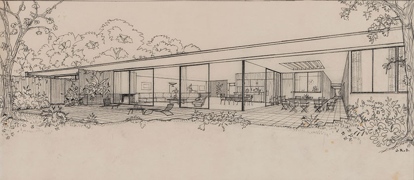 Case Study House #1 (1948), Toluca Lake. Image: Architecture and Design Collection, AD&A Museum Photo: Roger Winship, J.R. Davidson: A European Contribution to California Modernism