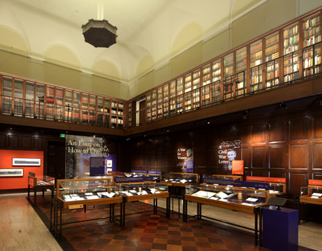 Library Main Exhibition Hall at The Huntington Library Photo: Tim Street-Porter, The Huntington: The Library Exhibition Hall Illuminated