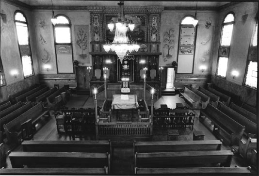 Archival image of main sanctuary Photo: US Dept. of the Interior, National Park Service, Sunday in Boyle Heights: Breed Street Shul