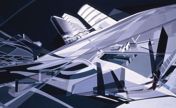 Zaha Hadid’s Zollhof Media Park (1989–93) in Düsseldorf, Germany Photo: Zaha Hadid Foundation., Giovannini on Avant-Garde Architecture